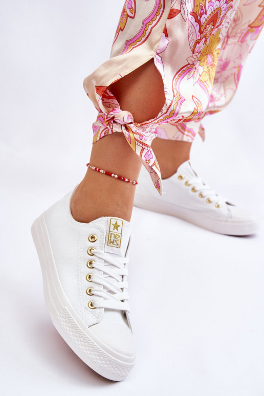 Dámské Klasické Tenisky Bílé a zlatá Ecoma