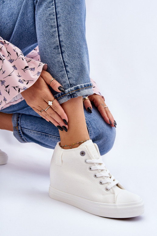 Vysoké tenisky na skrytém klínu Big Star LL274035 Bílé