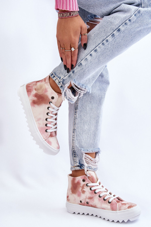 Dámské tenisky High Big Star LL274048 Béžovo-růžová