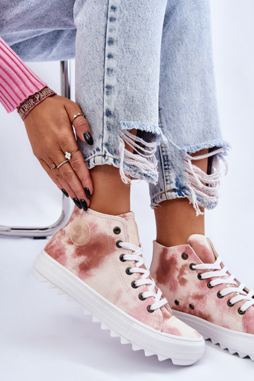 Dámské tenisky High Big Star LL274048 Béžovo-růžová