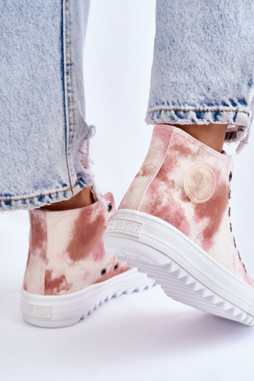 Dámské tenisky High Big Star LL274048 Béžovo-růžová