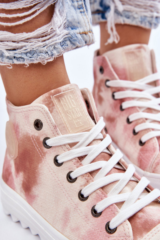 Dámské tenisky High Big Star LL274048 Béžovo-růžová