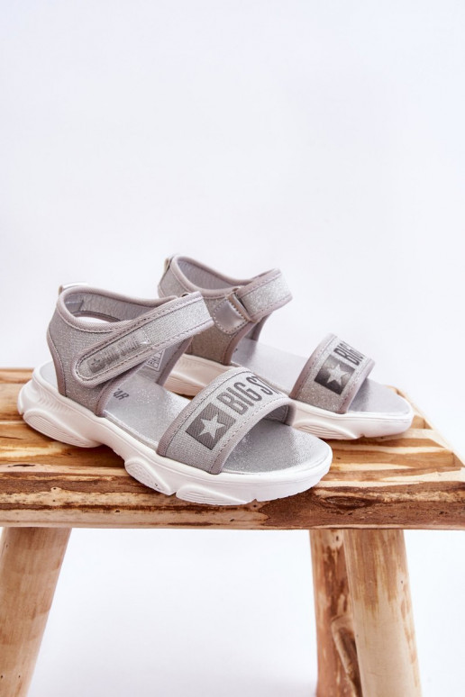 Dětské sandály na suchý zip Big Star LL374194 stříbrne Dětské sandály na suchý zip Big Star LL374194 stříbrne