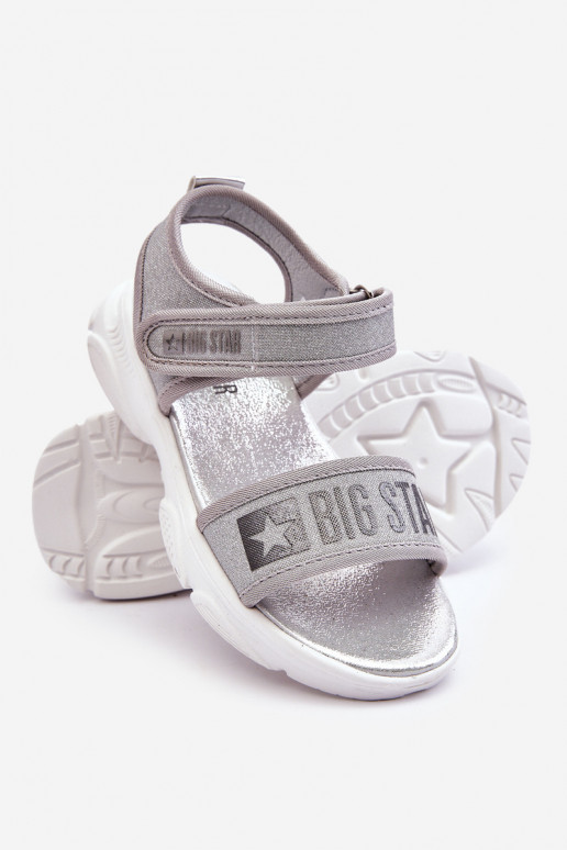 Dětské sandály na suchý zip Big Star LL374194 stříbrne Dětské sandály na suchý zip Big Star LL374194 stříbrne