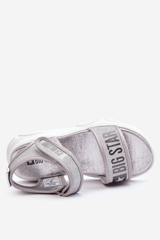 Dětské sandály na suchý zip Big Star LL374194 stříbrne Dětské sandály na suchý zip Big Star LL374194 stříbrne