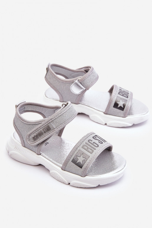 Dětské sandály na suchý zip Big Star LL374194 stříbrne Dětské sandály na suchý zip Big Star LL374194 stříbrne