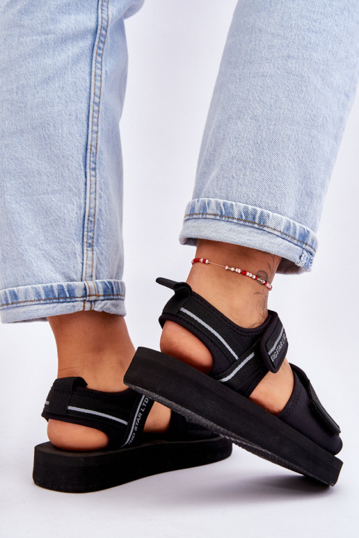 Dámské sandály na suchý zip Big Star LL274784 Černe Dámské sandály na suchý zip Big Star LL274784 Černe