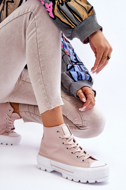 Vysoký Látkové tenisky na platformě Big Star LL274157 Nude