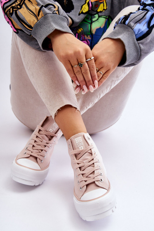 Vysoký Látkové tenisky na platformě Big Star LL274157 Nude