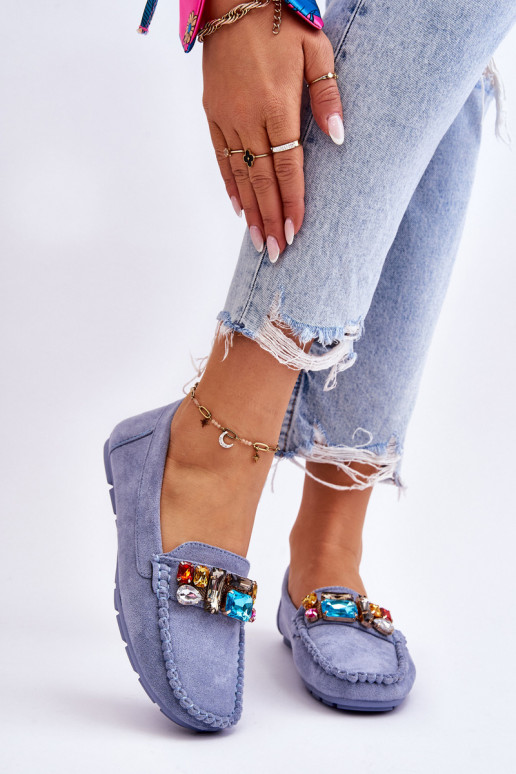 Dámské semišové mokasíny s krystaly Modre Lucille