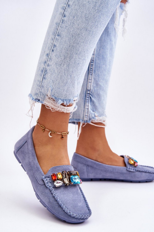 Dámské semišové mokasíny s krystaly Modre Lucille