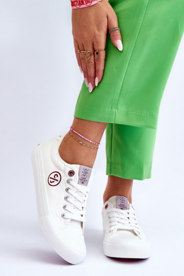 Dámské Cross Jeans Fabric Sneakers LL2R4043 Bílé 2