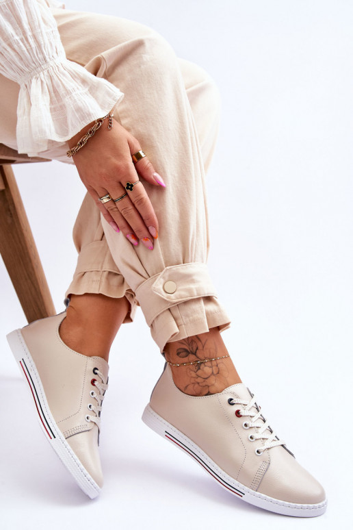 Dámské kožené tenisky béžové S.Barski LR268R