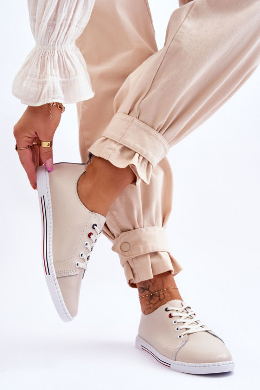 Dámské kožené tenisky béžové S.Barski LR268R