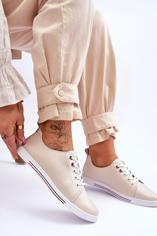 Dámské kožené tenisky béžové S.Barski LR268R