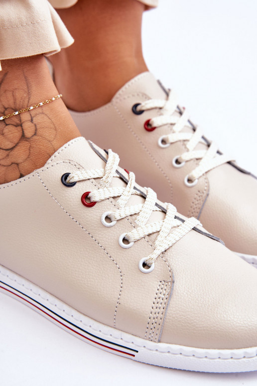 Dámské kožené tenisky béžové S.Barski LR268R