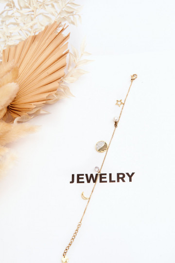 Dámský náramek s módními přívěsky zlate 2