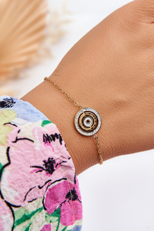 Ocelový náramek s kruhem a zirkony zlate Ocelový náramek s kruhem a zirkony zlate