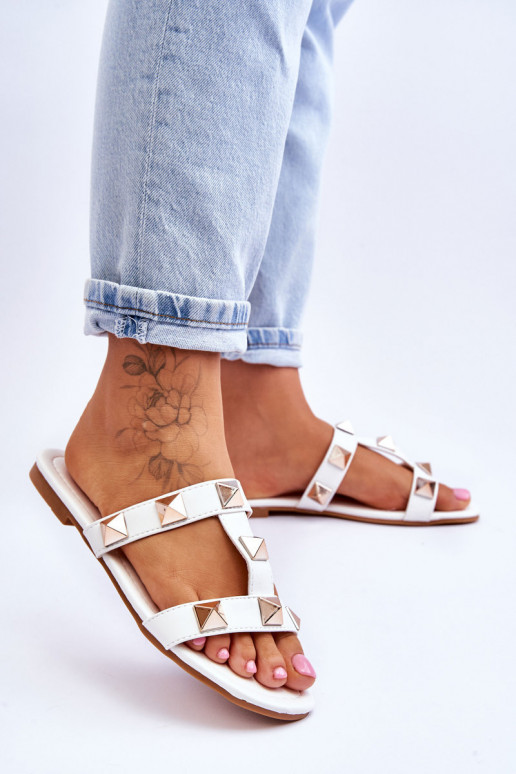 Dámské pantofle s velkými cvočky Bíle Mercure