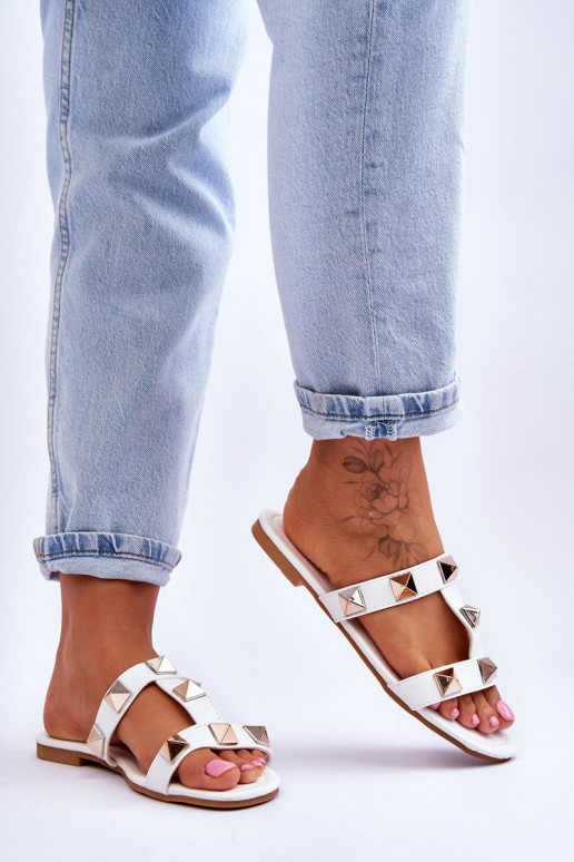 Dámské pantofle s velkými cvočky Bíle Mercure