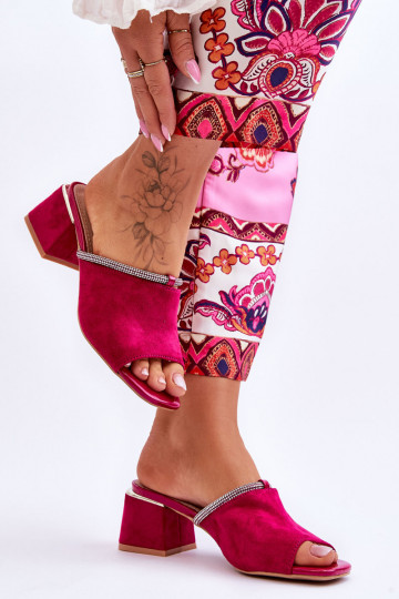 Semišové pantofle na vysokém podpatku S.Barski KV-612-2 Fuchsia 2