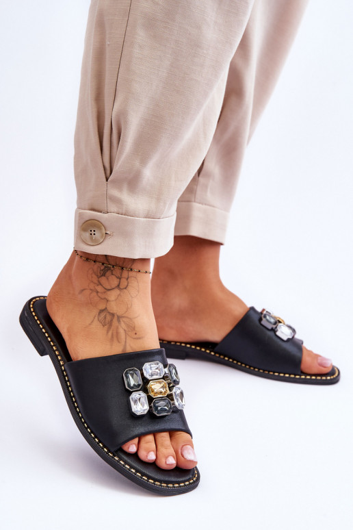 Dámské sandály s kamínky S.Barski KV-2775-31 Černá