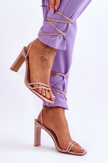 Elegantní vázané sandály s kamínky Nude Nessy 2