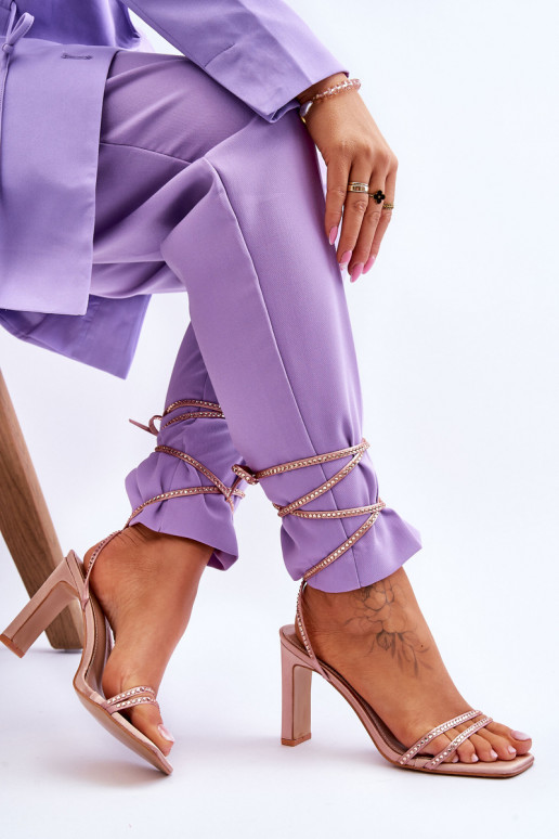 Elegantní vázané sandály s kamínky Nude Nessy Elegantní vázané sandály s kamínky Nude Nessy