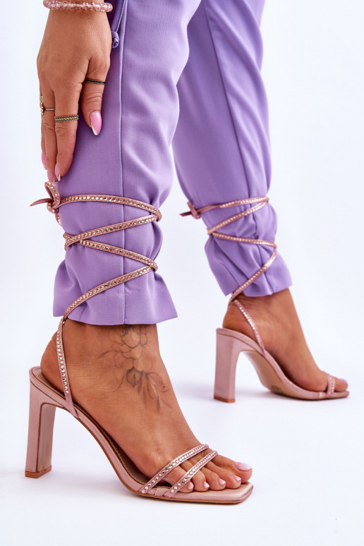 Elegantní vázané sandály s kamínky Nude Nessy Elegantní vázané sandály s kamínky Nude Nessy