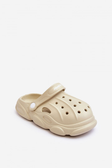 Dětské pěnové pantofle Crocs Béžove Cloudy