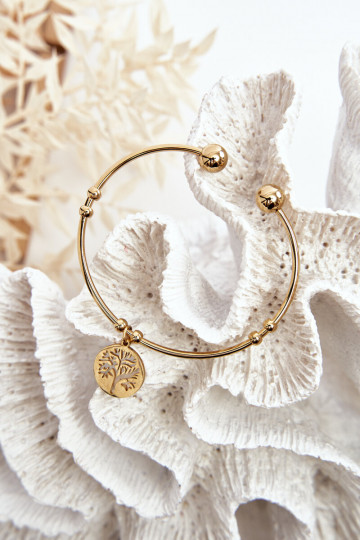 Dámský navlékací ocelový náramek strom zlate 2