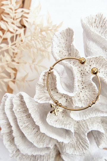 Dámský navlékací ocelový náramek Motýl zlate 2