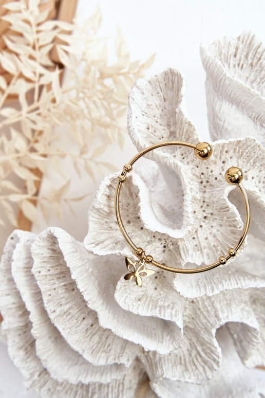 Dámský navlékací ocelový náramek Motýl zlate Dámský navlékací ocelový náramek Motýl zlate