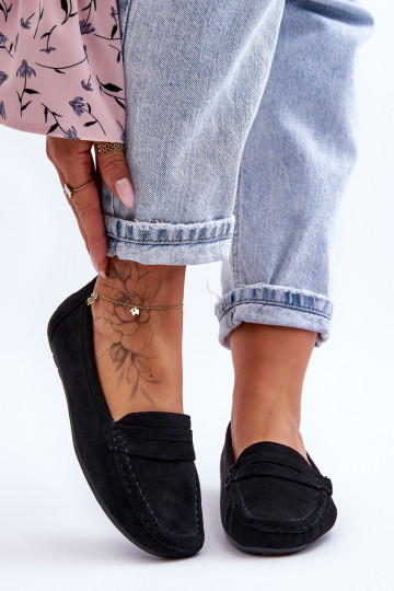 Dámské semišové mokasíny černé Lenvie 2