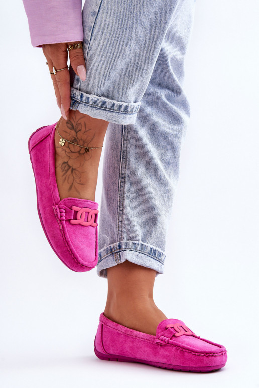 Dámské módní semišové mokasíny růžové Rabell