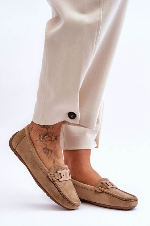Dámské módní semišové mokasíny hnědé Rabell