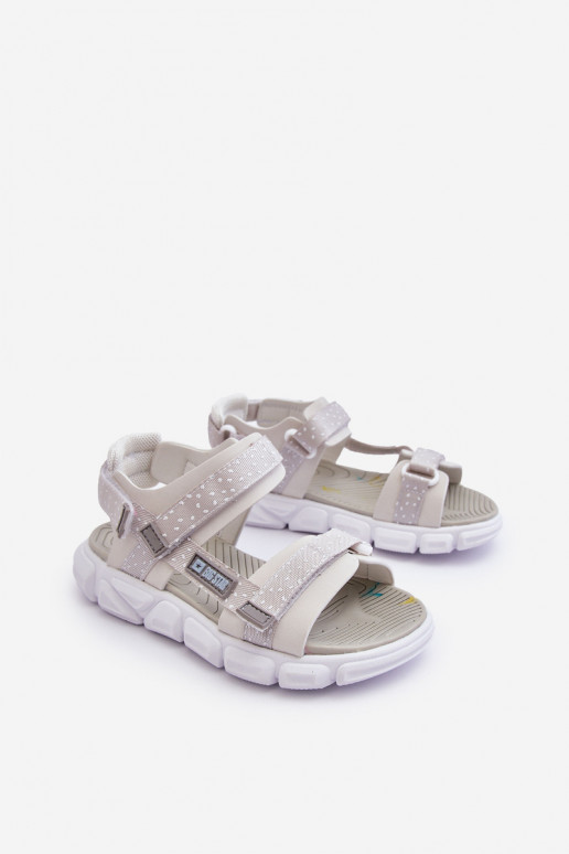 Dětské Sandály Na Zip Big Star LL374201 Bílo-Stříbrné Dětské Sandály Na Zip Big Star LL374201 Bílo-Stříbrné