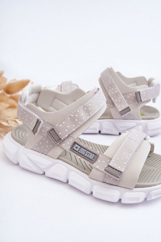 Dětské Sandály Na Zip Big Star LL374201 Bílo-Stříbrné Dětské Sandály Na Zip Big Star LL374201 Bílo-Stříbrné