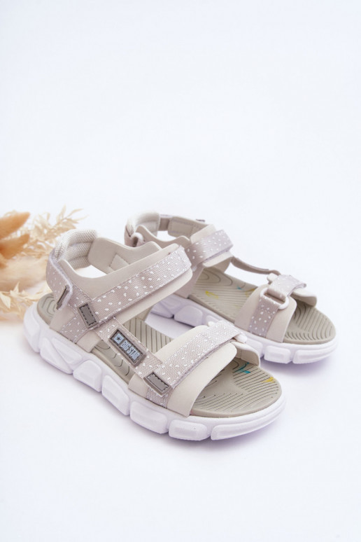 Dětské Sandály Na Zip Big Star LL374201 Bílo-Stříbrné Dětské Sandály Na Zip Big Star LL374201 Bílo-Stříbrné
