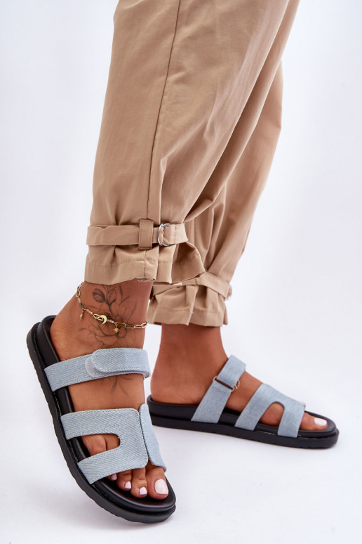 Kožené klasické žabky dámské na suchý zip hnědé Amedon