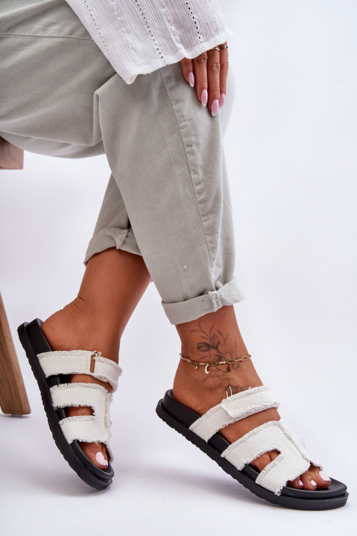 Dámské látkové sandály s lemovkou bílou Lamirose