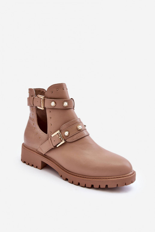 Dámské Trapery Botky s Perlami Bežová Klarisa Dámské Trapery Botky s Perlami Bežová Klarisa