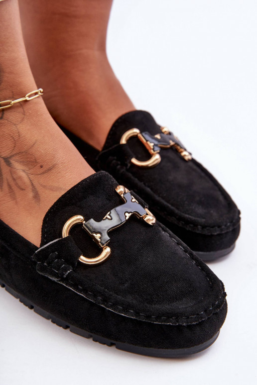 Kožené Dámské Mokasíny S Ozdobou Černé Dionira