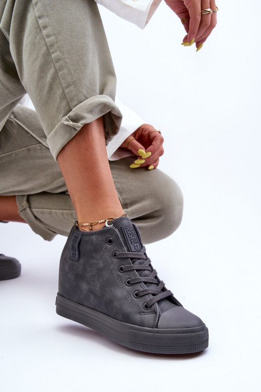 Dámské Kožené Tenisky Na Koturnu Big Star MM274005 Šedé