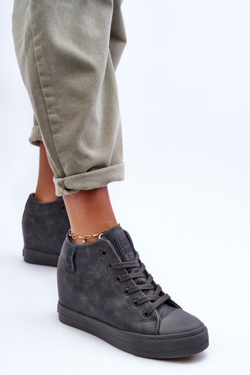 Dámské Kožené Tenisky Na Koturnu Big Star MM274005 Šedé