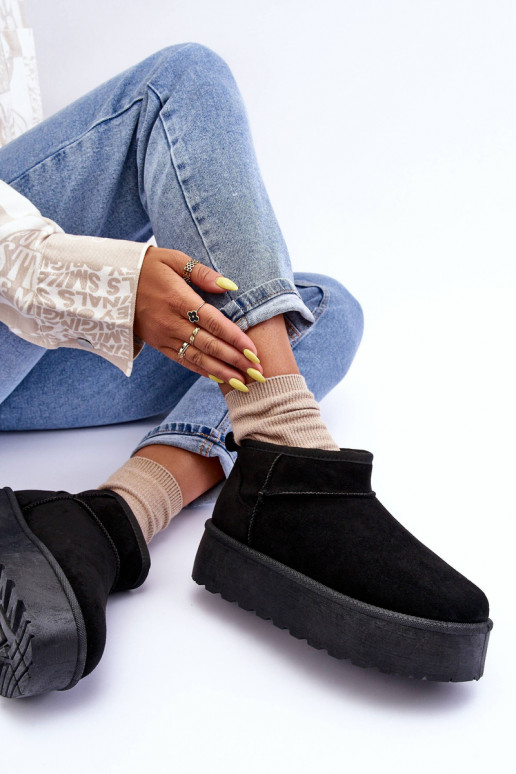 semišové sněhule na platformě Black Corcoran