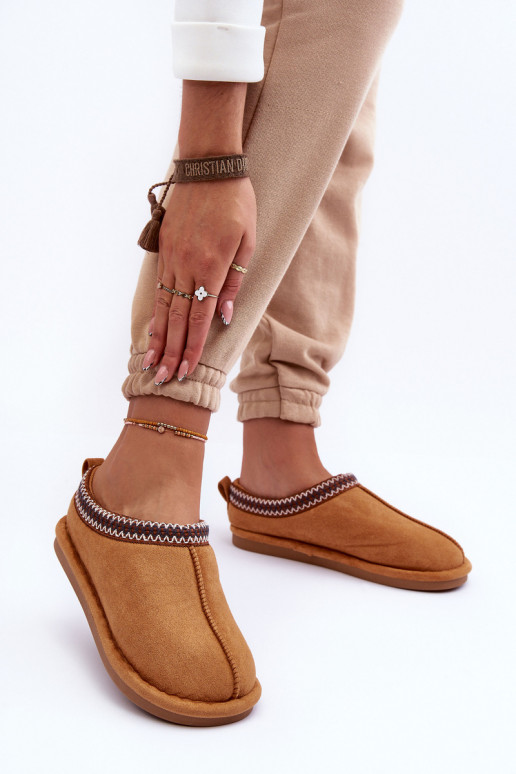 Dámské semišové Papuče s kožešinou Hnědá Polinna