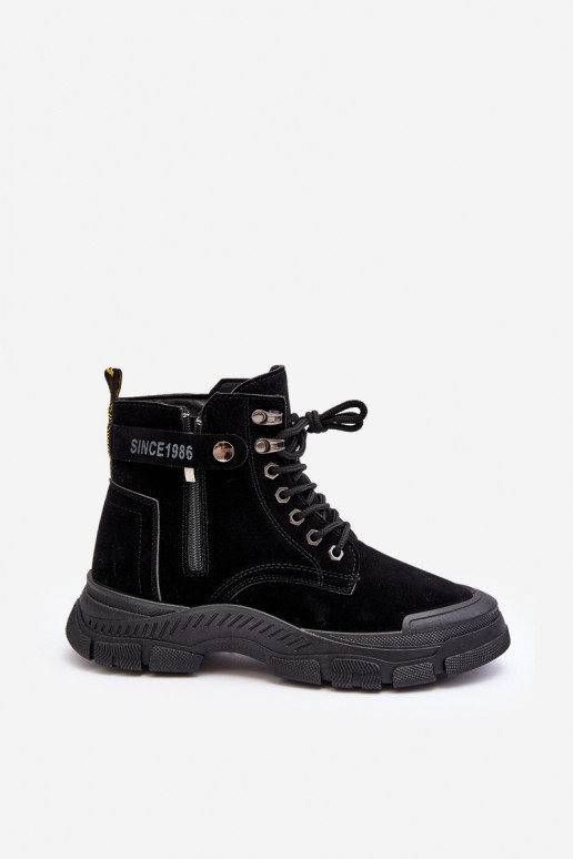 Zateplené semišové dámské botky Trapery černé Jailina
