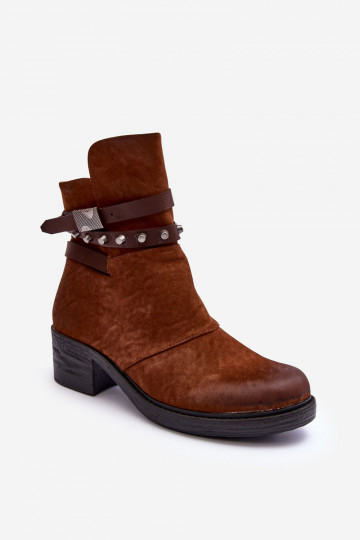 Ocieplané Botky Na Podpatku Camel Effie