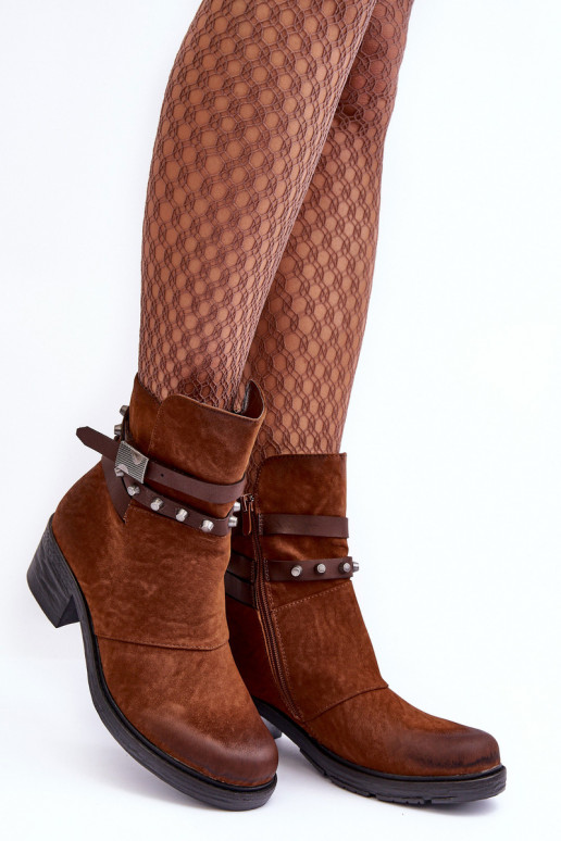 Ocieplané Botky Na Podpatku Camel Effie